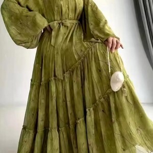 فستان الماتشا لون فاتح مقاس (XL)