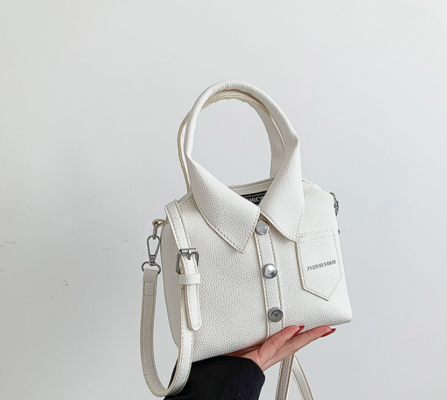 حقيبة يد جلد (أبيض)