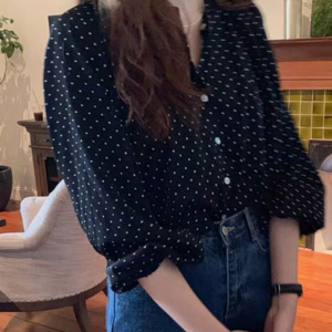 قميص بولكا L (أسود)