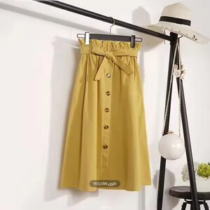 تنورة نسائية قصيرة (مقاس موحد) (أصفر)